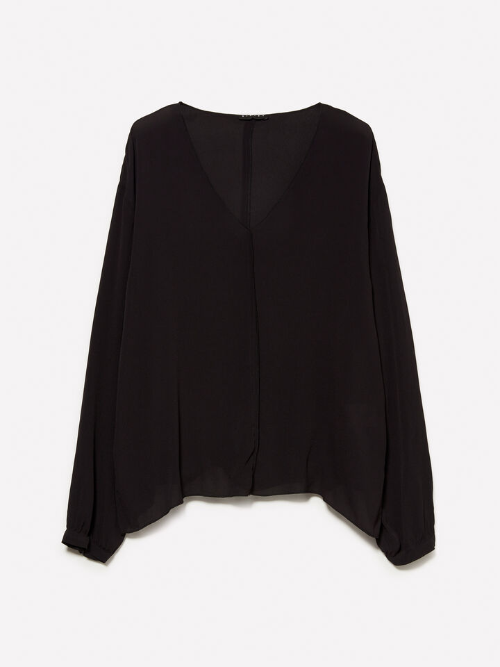 Black oversized blouse - women's blouses - Black | Sisley image number 5